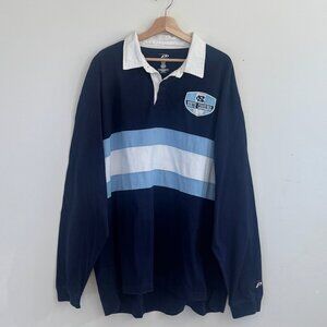 Pro Player UNC Tarheels Long Sleeve Striped Rugby Polo Shirt (Size 2XL)